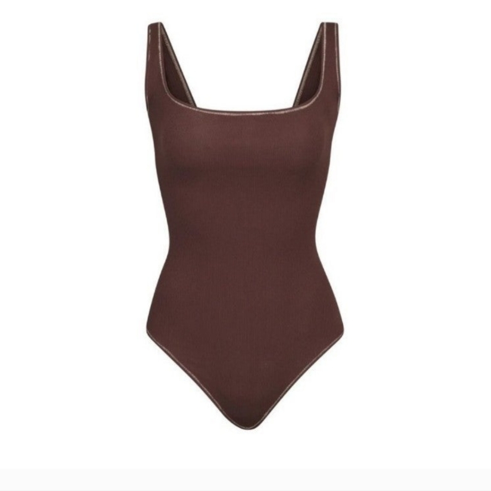 Skims cotton ribbed bodysuit xxs